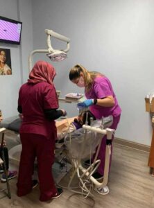 girl on a dentist chair