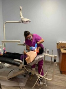girl on a dentist chair