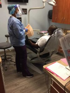 man on a dentist chair