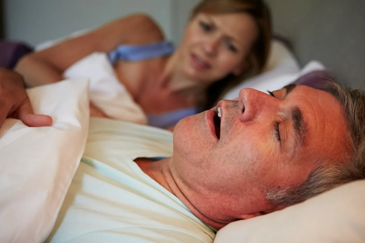 Man having sleep apnea